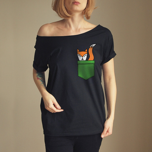 S-XXL Lisek w kieszonce Oversize  Czarny ONE MUG A DAY