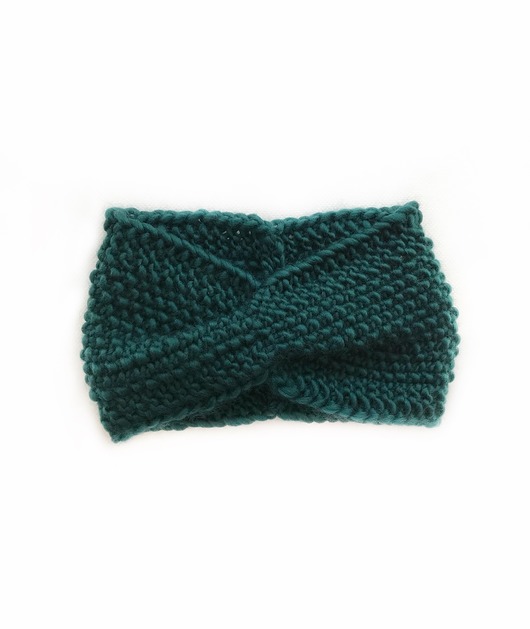 opaski do włosów Damska opaska z wełny merynosa w zieleni leśnej