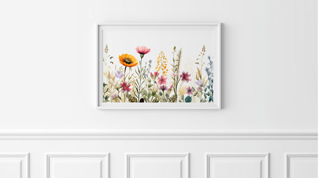 grafiki i ilustracje PLAKAT kwiaty polne, łąka akwarela, dekoracja ścienna