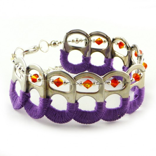 Bransoletka z recyklingu fiolet + fireopal Scradeus