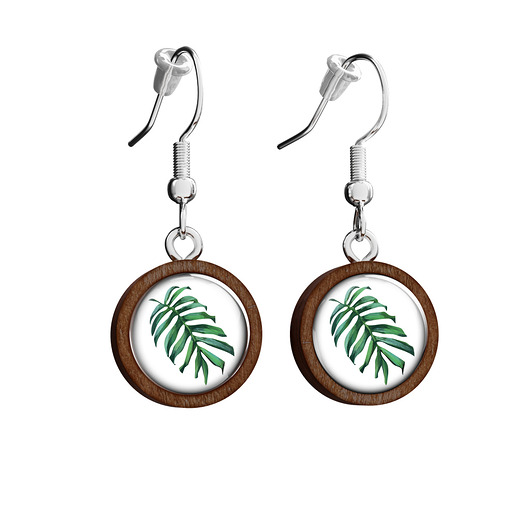 kolczyki drewniane Kolczyki drewniane - Liść , monstera - wiszące