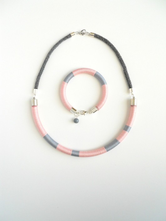Komplet Powder Pink & Grey pinsjewelry