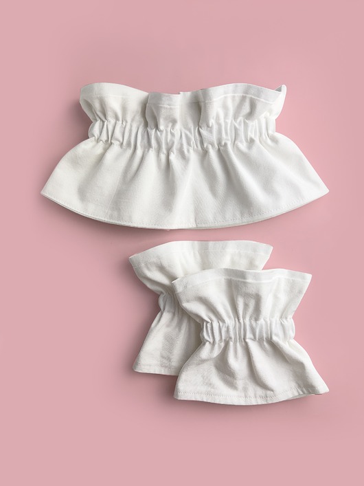 komplety damskie Eleganckie mankiety + kołnierzyk, bawełna