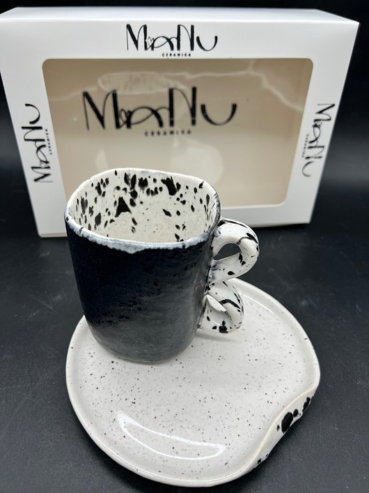 kubki Zestaw prezentowy DALMATIN XL CZARNY kubek + talerzyk