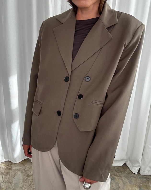 marynarki damskie Marynarka taupe double buttons