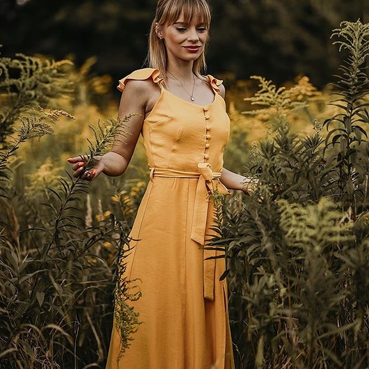 sukienki midi damskie Żółta sukienka damska Sunny Smile
