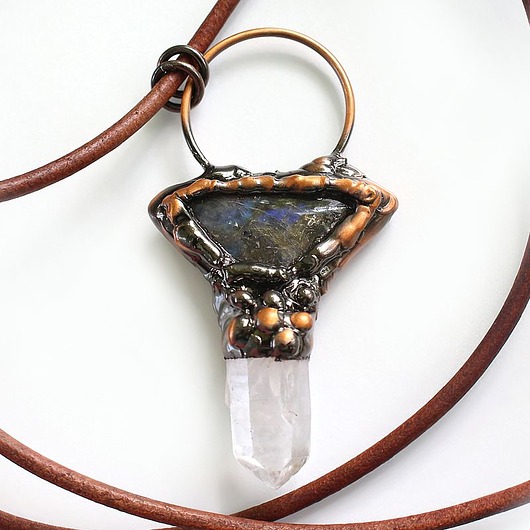 wisiory Labradoryt Kryształ górski talizman