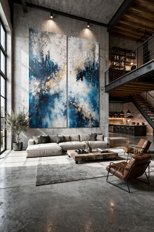 obrazy Dyptyk abstrakcja, obraz na antresolę DUŻY XXL   200 x 200 cm