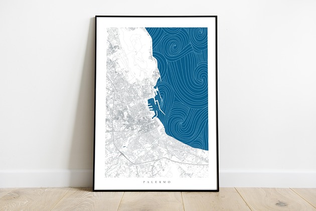 Plakat Palermo /Sycylia maps by P
