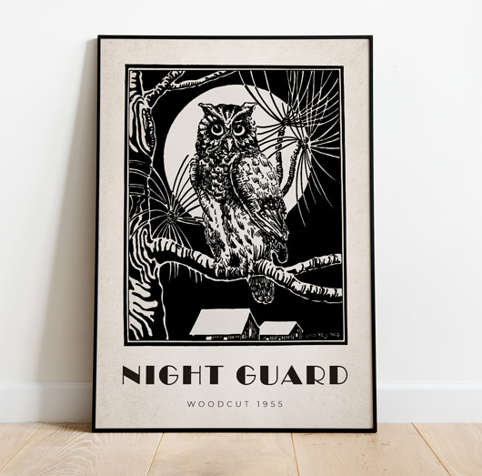 plakaty Plakat vintage sowa owl - NIGHT GUARD