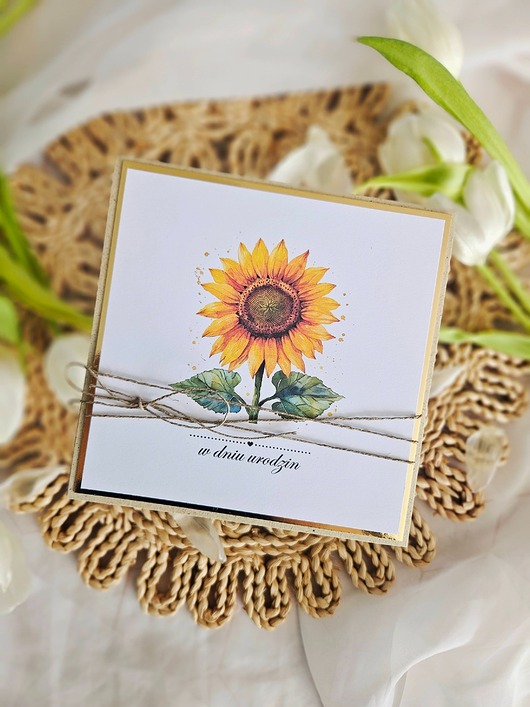 zaproszenia i kartki na ślub Kartka urodzinowa ze słonecznikiem na zamówienie