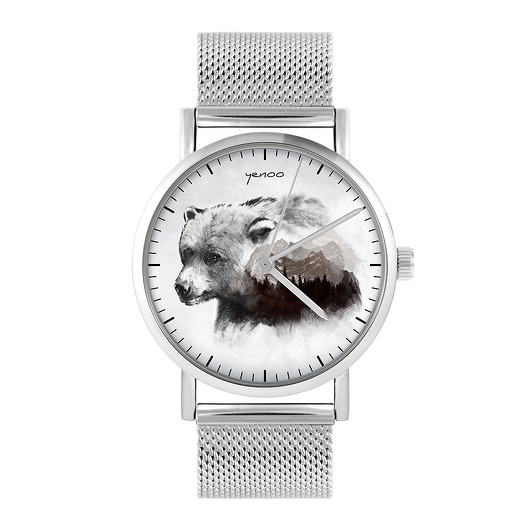 zegarki unisex Zegarek - Niedźwiedź - bransoleta mesh