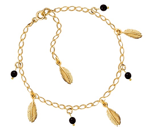 Bransoletka piórka i onyks- srebro 925 pozłacane Coccola JEWELLERY