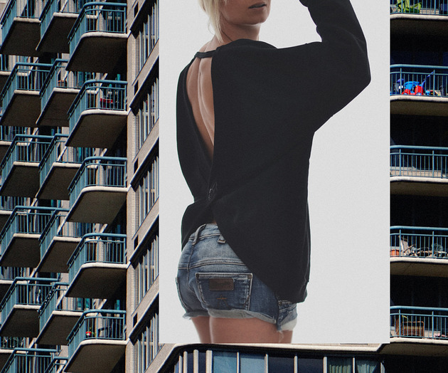 bluza bez kaptura damska Czarna Bluza z Odkrytymi Plecami Show'em