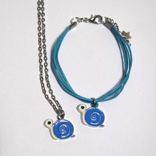 komplet biżuterii Komplet - Ślimak niebieski - naszyjnik, bransoletka
