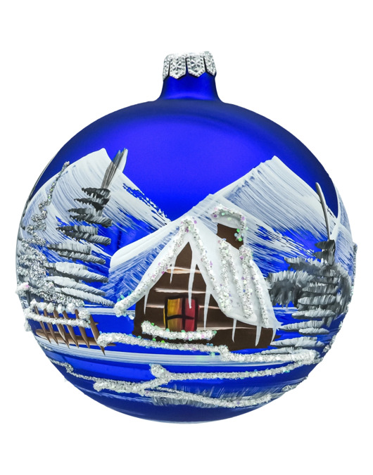 bombki Bombka okrągła Zimowy Pejzaż: kobaltowa