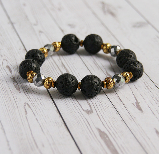 bransoletki z kamieni naturalnych GLAM! lawa, hematyt : rozmiar S