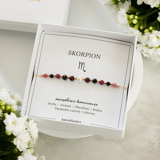 bransoletki na sznurku Bransoletka Skorpion Zodiak Znak Zodiaku Dla Skorpiona Kamienie Talizman