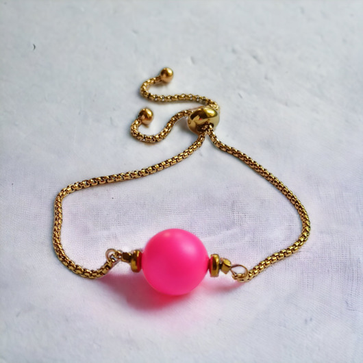 bransoletki złote Swarovski neon pearls : ONE : neon pink