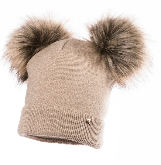 czapki dziecięce Kaszmirowa czapka BARBADOSA z dwoma pomponami