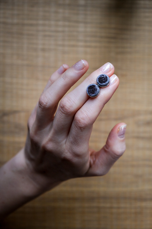 kolczyki - inne Kolczyki wkrętki ciemnobrązowe  - Polne Kwiaty