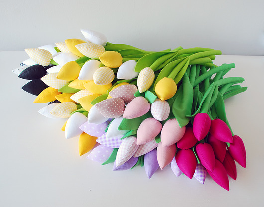 dodatki - różne Tulipany - bukiet bawełnianych kwiatów