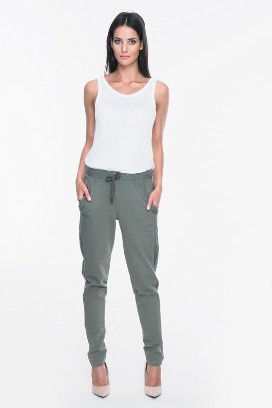 Spodnie dresowe z lampasami M001 Khaki Mosali
