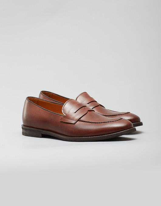 buty męskie Jasnobrązowe buty, obuwie penny loafers b008 wsuwane