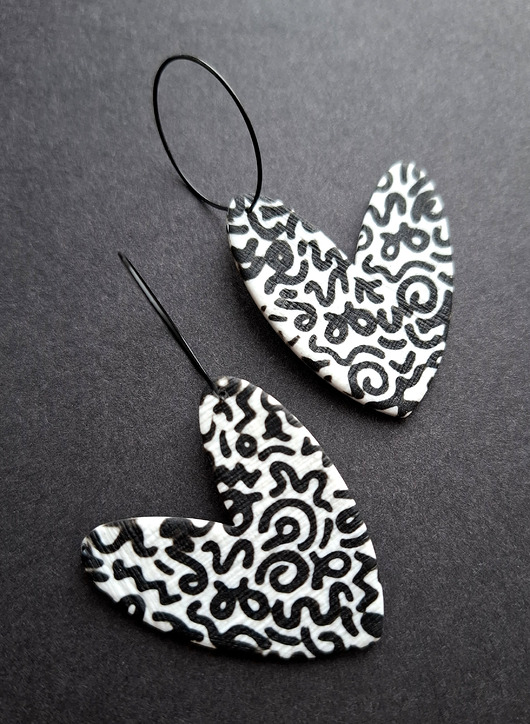 kolczyki z masy plastycznej Kolczyki ecce serce no2