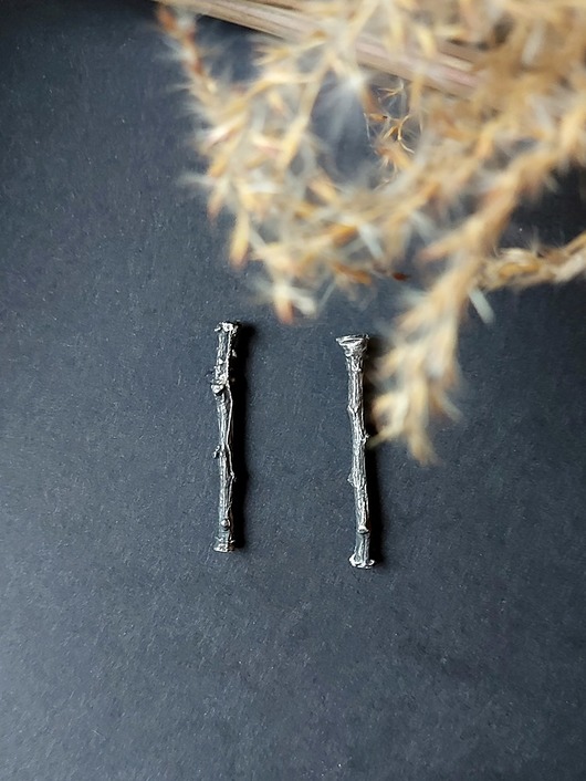 kolczyki srebrne Gałązki krótkie/kolczyki srebrne oksydowane