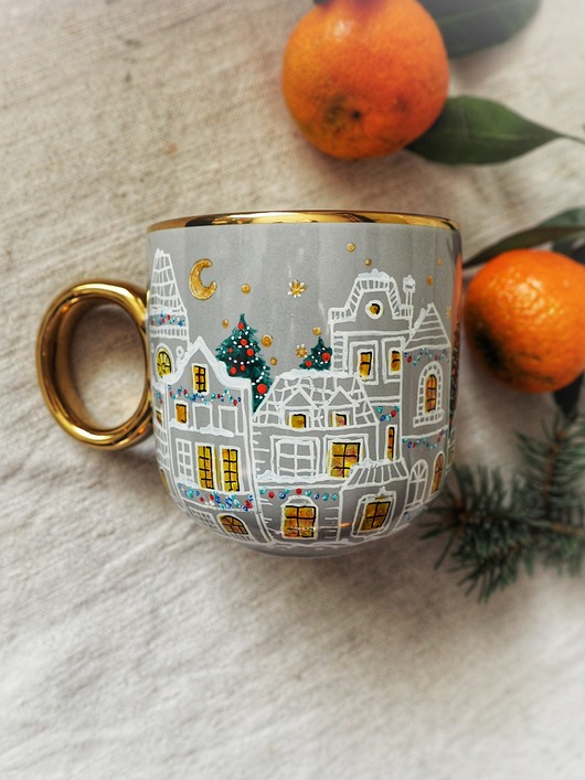 kubki Świąteczny kubek DOMKI