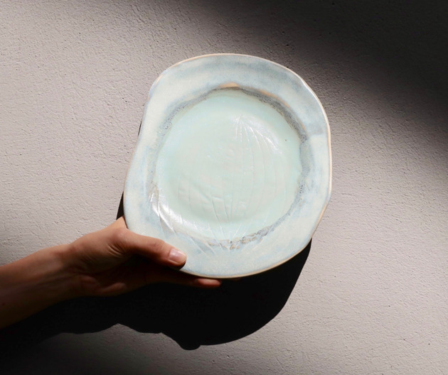 patery i talerze Lodowiec - niebieska ceramiczna patera handmade