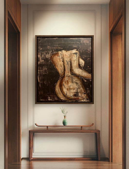 obrazy W brązie jej do twarzy - obraz akrylowy na płótnie 60x70 cm