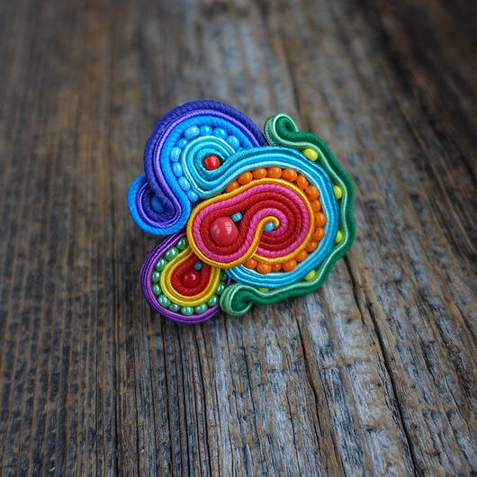 pierścionki - różne Bajkowy pierścionek soutache