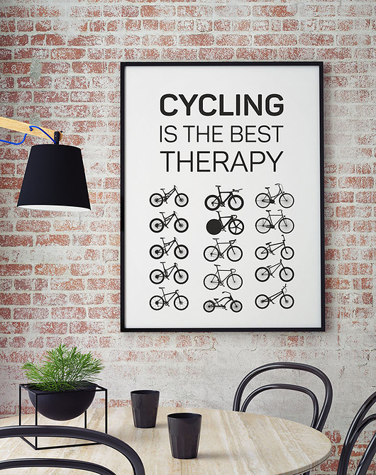 plakaty Plakat z rowerem. Cycling is the best therapy