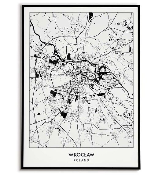 plakaty Plakat miasto POLSKA - WROCŁAW obraz MAPA