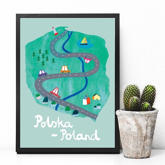 Plakat Mapa Polski LOVE POLAND DESIGN
