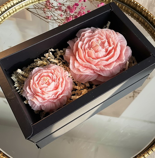 świeczniki i świece Zestaw prezentowy świece ekologiczne sojowe dekoracyjne "Peony Queen"