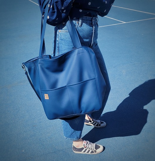 torby na ramię Lazy bag Pocket torba granatowa ekoskóra oversize