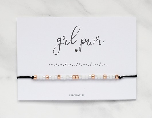 bransoletki na sznurku GRL PWR Morse Code Bracelet