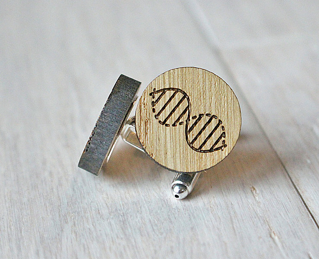 spinki do mankietów Drewniane spinki do mankietów HELISA DNA