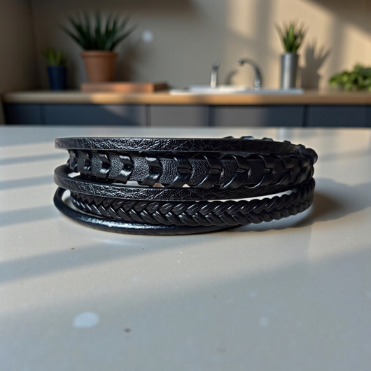 biżuteria męska Męska bransoletka wielorzędowa ekoskóra