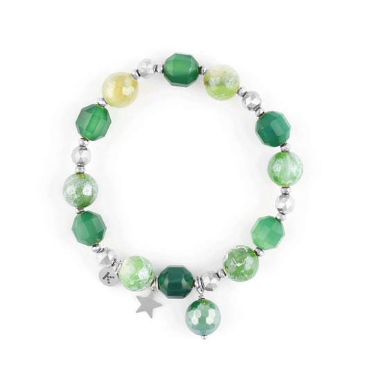 bransoletki - inne Bransoletka mix kamieni Royal Green z gwiazdką