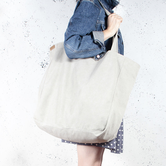 Big Lazy bag torba beżowa na zamek / vegan / eco hairoo
