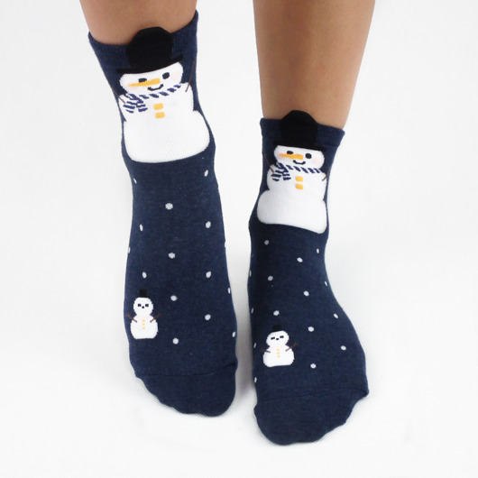Świąteczne skarpetki granatowe z bałwankiem CandySox
