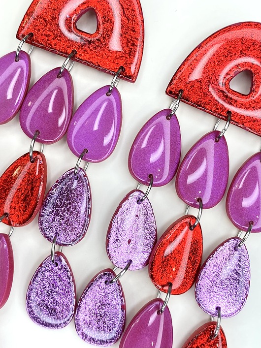 kolczyki z masy plastycznej Długie wiszące kolczyki ALMA wielokolorowe