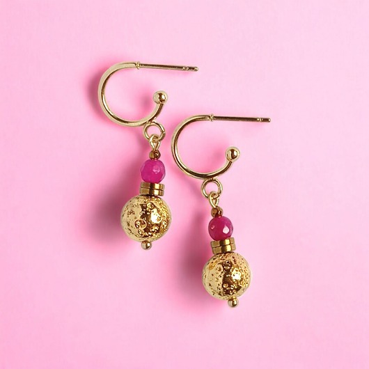 kolczyki z kamieniami Kolczyki SUMMER gold : sztyfty kółka