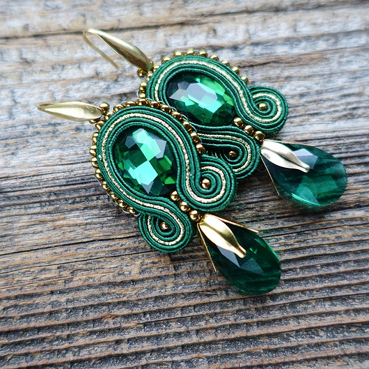 kolczyki soutache Zielone  kolczyki soutache