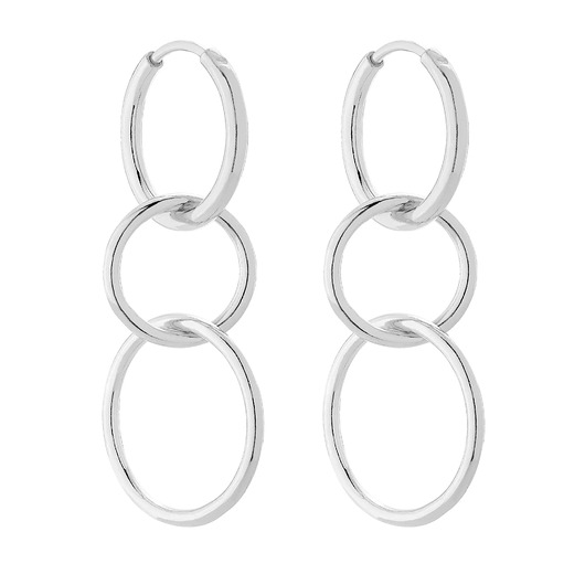 kolczyki srebrne Srebrne długie kolczyki potrójne koła