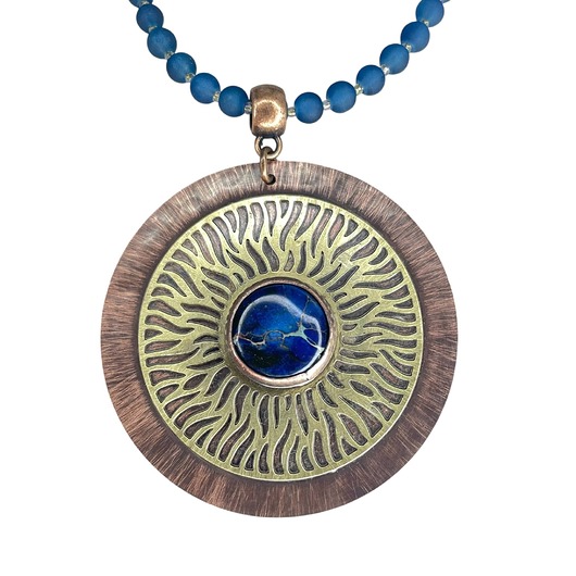 wisiory Wisior z jaspisem cesarskim na ażurowym słońcu